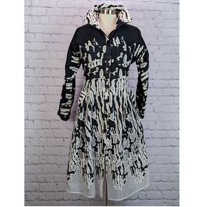 Samuel Dong Size XS Black & White Abstract Fit N Flare Coat Dress Art To Wear